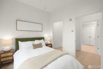 Primary bedroom features an oversized closet.