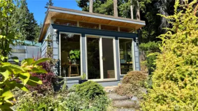 Exterior of the 120 sq ft detached work space/yoga room