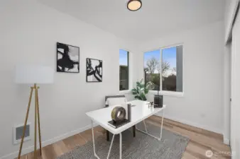 Work from home in style with this bright and airy office space. With inspiring views and plenty of room for productivity, it’s the perfect environment for your daily work.