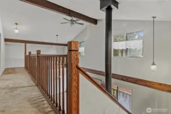 Soaring Vaulted Ceiling from upstairs hallway