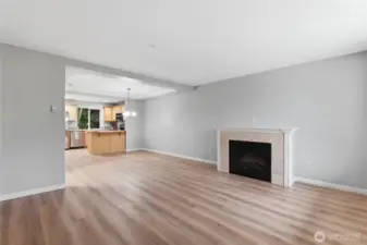 Smooth flow from the living room to dining and kitchen