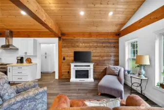 Tongue and groove ceiling and accent walls