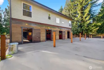 12’x20’ outdoor paddocks with poured concrete which is ideal for a mud free winter.