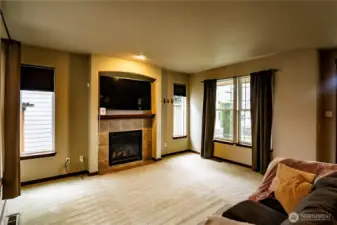 DELIGHTFUL LIVING ROOM WITH GAS FIREPLACE