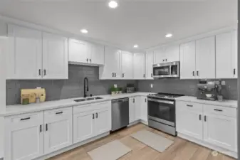 Virtually Staged Kitchen.  Nothing like keeping appliances light on top of counters.