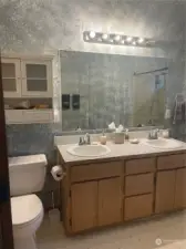 Large vanity in the Primary bathroom.