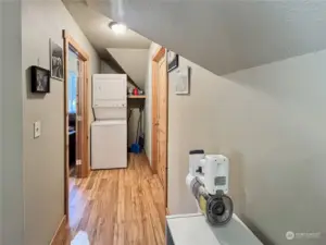 Hallway in Bonus Space with Stacking Washer & Dryer