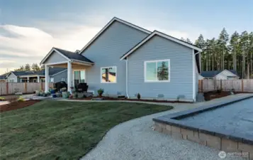 View of backyard with Bocce Court