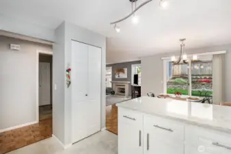 Kitchen has plenty of storage and a pantry.