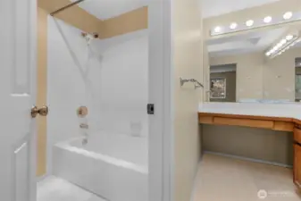 Full bath set up in primary bathroom.
