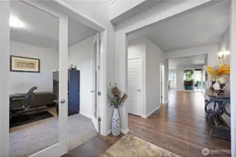 Wide hallway entry.