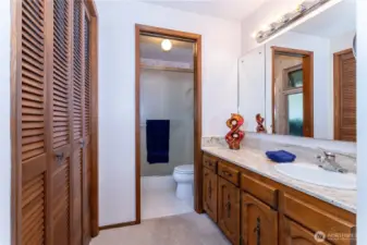 Primary bathroom; abundant closet space