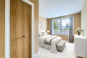This second bedroom could also be used as an office with a daybed for guests, if preferred. Virtually staged.