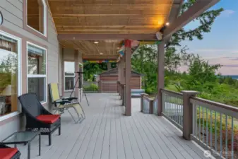 Over 800 sq ft of covered deck facing the view