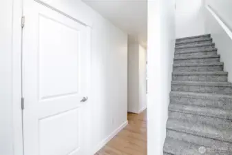 Stairs to upper level with Brand new carpeting