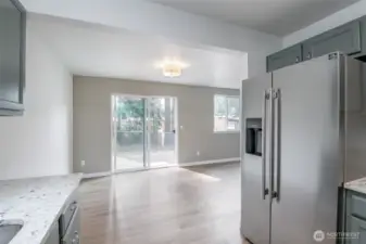 Brand new refrigerator with LVP floors