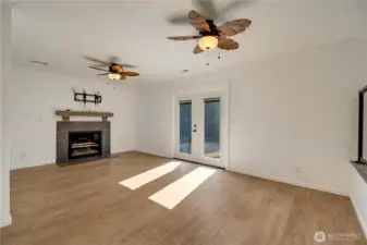Gas fireplace and dual fans