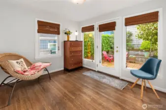 One of two bedrooms on the main level with easy access to outdoor patio.  Could also be used as a wonderful office or studio