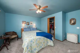 Primary bedroom with a walk-in-closet.