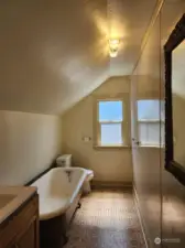 upstairs bathroom with claw foot tub