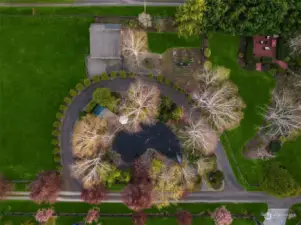 Bird's eye view over Koi pond/Playhouse with turnaround driveway~