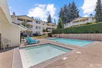 Outdoor pool and hot tub