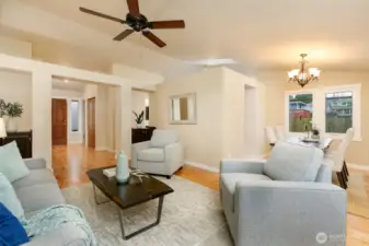 View to dining room & entry hallway