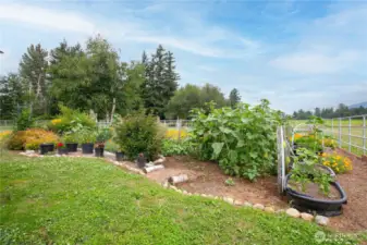 Enjoy the beauty and bounty of your own backyard with this well-established vegetable garden—a perfect space to grow fresh, homegrown produce right outside your door.