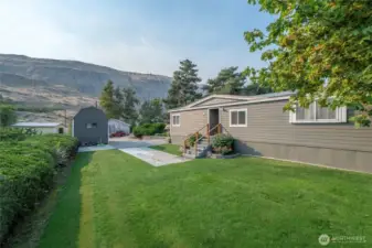 House, shed and driveway