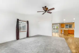 The living room carpet is freshly cleaned and ready for your furniture.