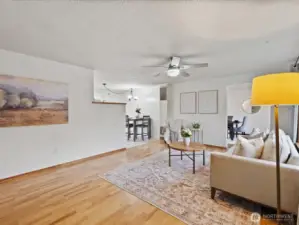 Entry leading to a spacious living room