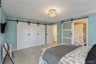 Another view of primary looking into bathroom.