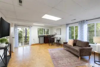 Huge bonus area on lower level with deck and wet bar! Entertaining area, office, studio, multi-gen living?