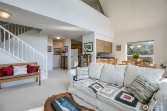 From the window, view of the kitchen and stairs to loft