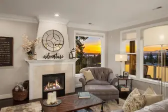 A magical glow fills the space as the sun sets