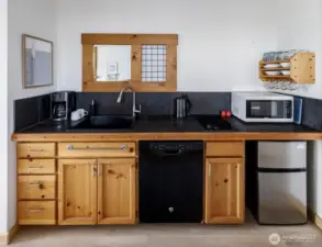Mini Fridge, Dishwasher, Electric Stovetop + Counter Microwave Included