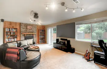 Gas fireplace.