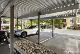 Parking space 163, the furthest spot to the right in photo, is just outside the main entrance to the building.