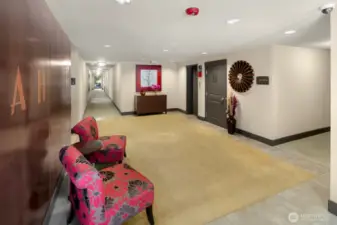Cozy light filled lobby with elevator. Elevator takes to the 3rd floor and just steps to the unit entrance.