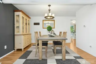 Warm dining area seamlessly connected to the kitchen and living spaces.