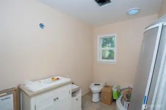 Studio bathroom nearing completion.