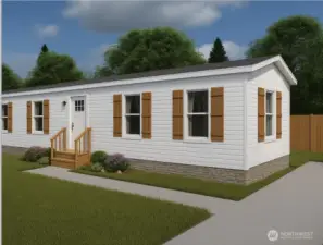 White with cedar shutter