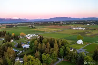 Small community surrounded by pastoral land