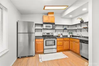 Extra-large kitchen space begs for dinette or island