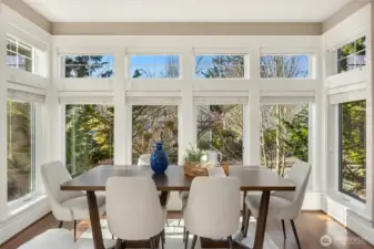 Sophisticated dining area surrounded by lovely territorial views.