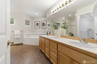 5 piece bathroom with jetted soaking tub