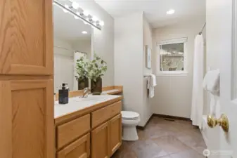 Hall bathroom with abundant storage