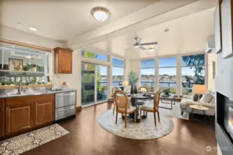 Great room concept with stunning views of the Puget Sound.