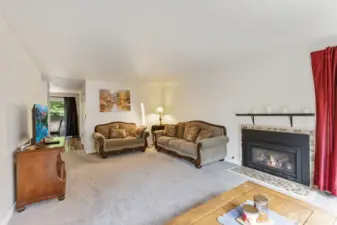 Gas fireplace in living room on main