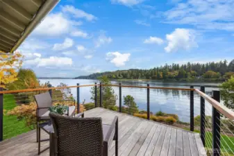 Enjoy your morning coffee overlooking serene Blakely Harbor.